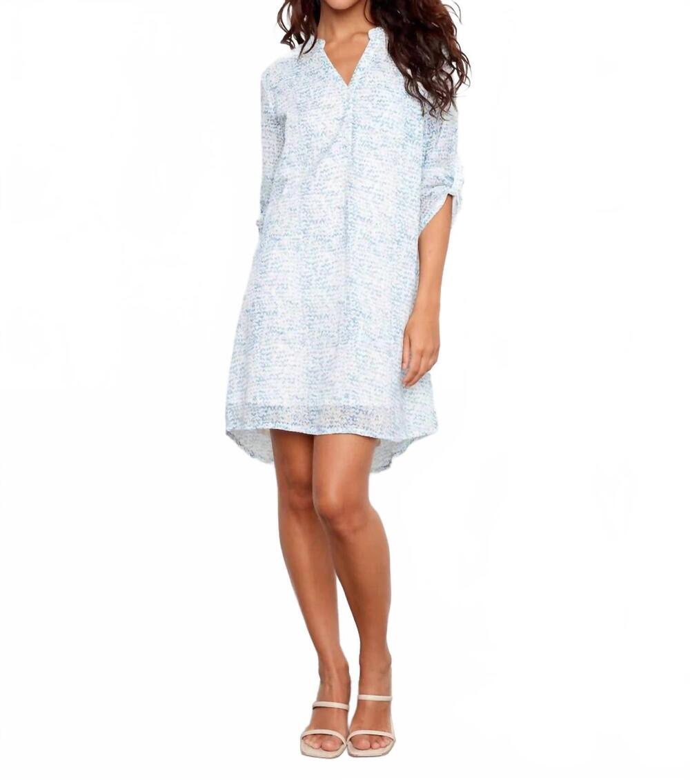 NEW CHARLIE B 3/4 sleeve henley dress in tide